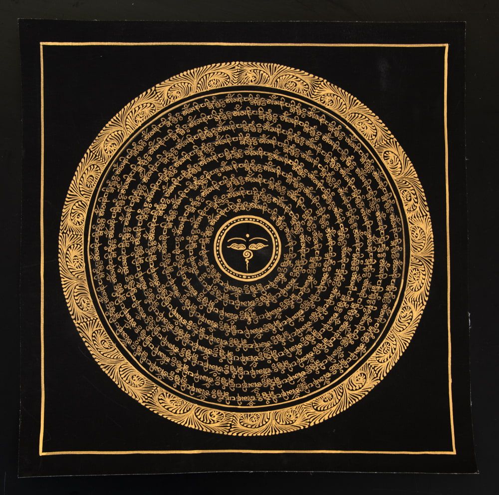 チベット曼荼羅（ブッダ） 一点物〕タンカ - ブッダアイと種子マンダラ[34x34cm] / タンカ