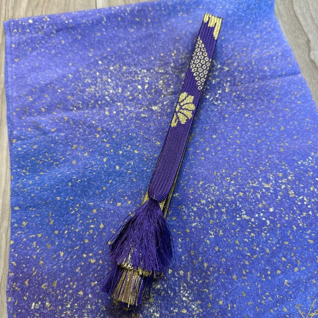 秋冬 ♥品 正絹 帯揚げ 帯締め 2点セット 着物小物 紫 青紫 夜空 金 WWW_USTAUSTRALIA_COM_AU