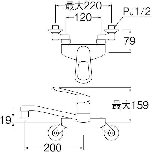 節約 エコ K2710E-13 上向きパイプ シングル混合栓 キッチン用 SANEI