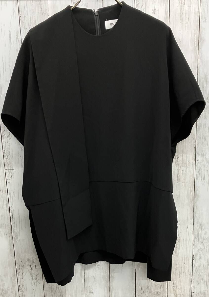 ENFOLD PEダブルクロス Square Tie PULLOVER エンフォルド 22AW シンプル 無地 ブラック サイズ38