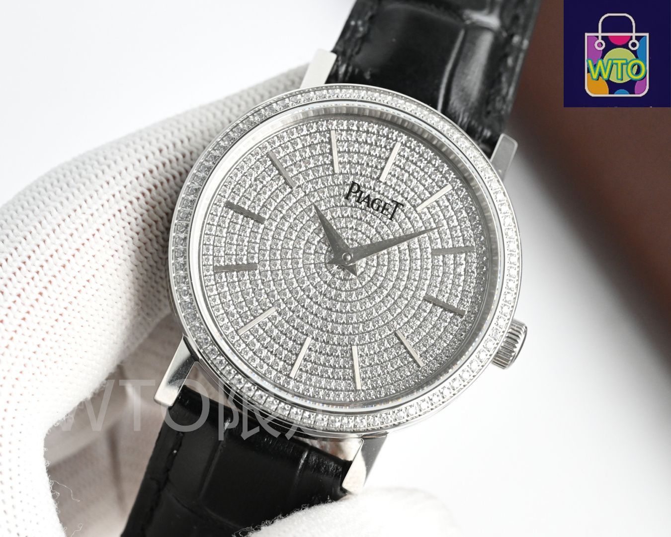 v*y様 Piaget ブラックダイヤル 時計 今日WTO】Piaget（ピアジェ） Black-Tie Diamond-Set Square