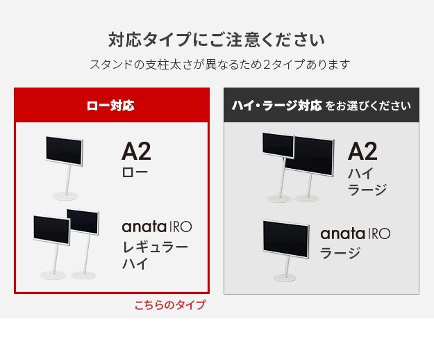 WALLインテリアテレビスタンドA2ロータイプ対応 anataIROレギュラー