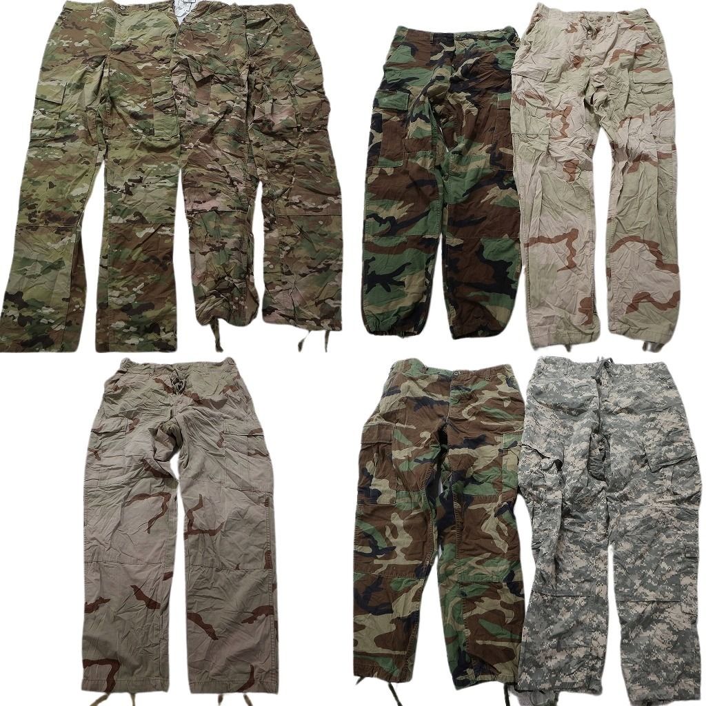 古着卸 まとめ売り 米軍実物 フィールドパンツ カモ柄MIX ミリタリー 7枚セット (メンズ M ) ウッドランド マルチカム ARMY MU6230