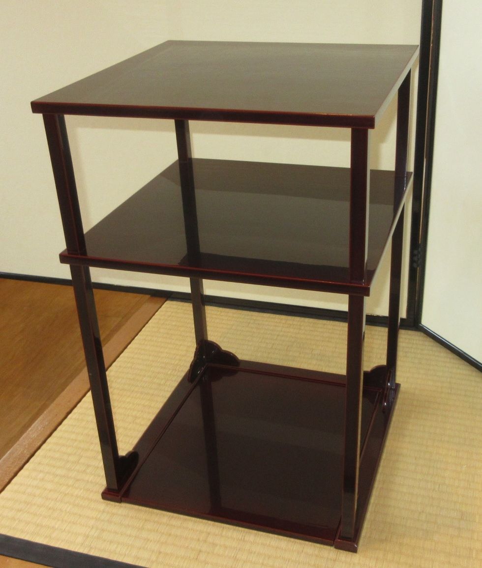 逢絢亭 茶道具 棚物 二重棚 輪島塗 表千家好 溜塗 塗師 浜崎貞鳳 共箱入り