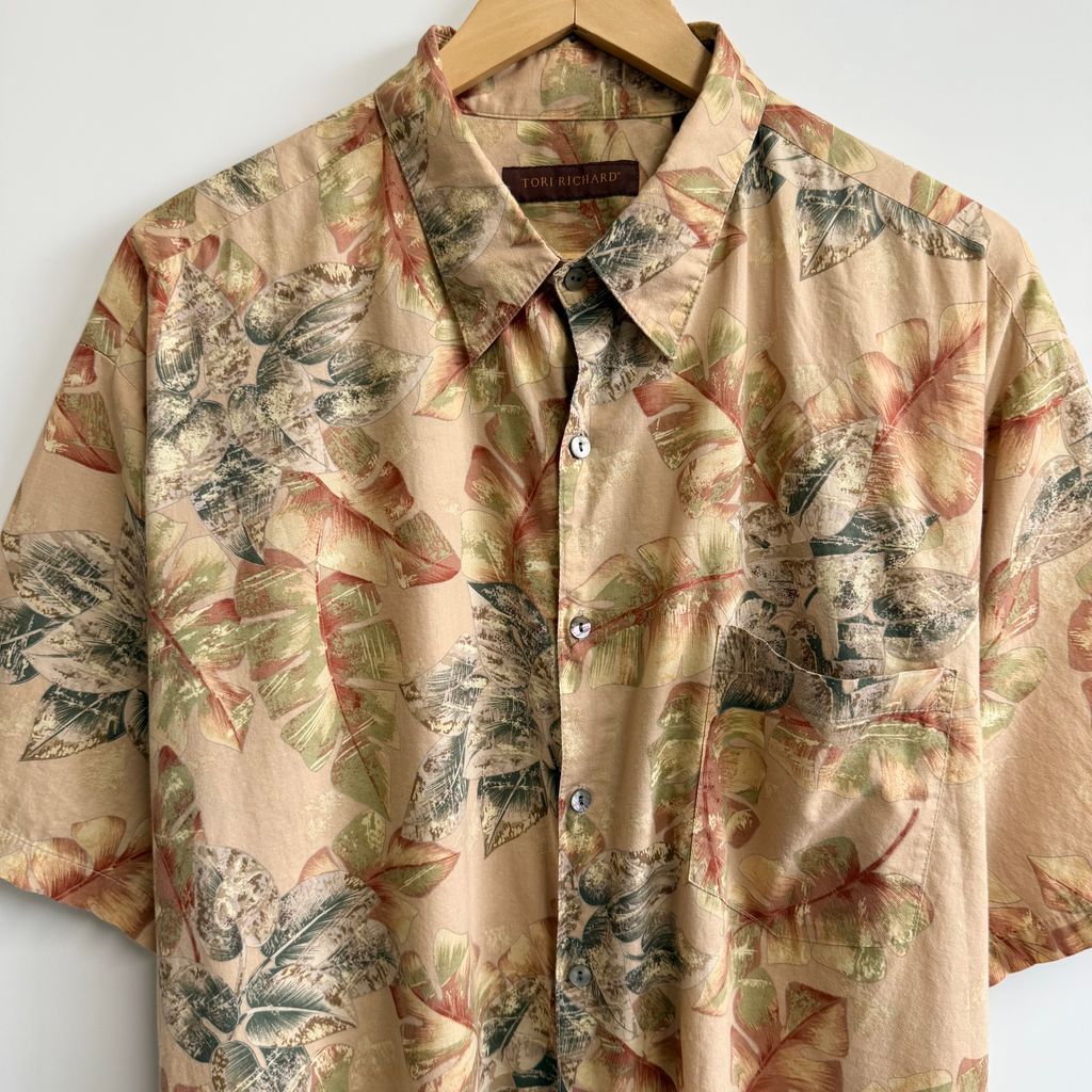 USA製 TORI RICHARD ボタニカル 植物 総柄 柄シャツ デザイン