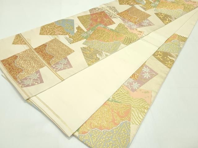 平和屋本店□極上 西陣 川島織物 六通柄 本袋帯 唐織 色紙重ね飛鶴花文