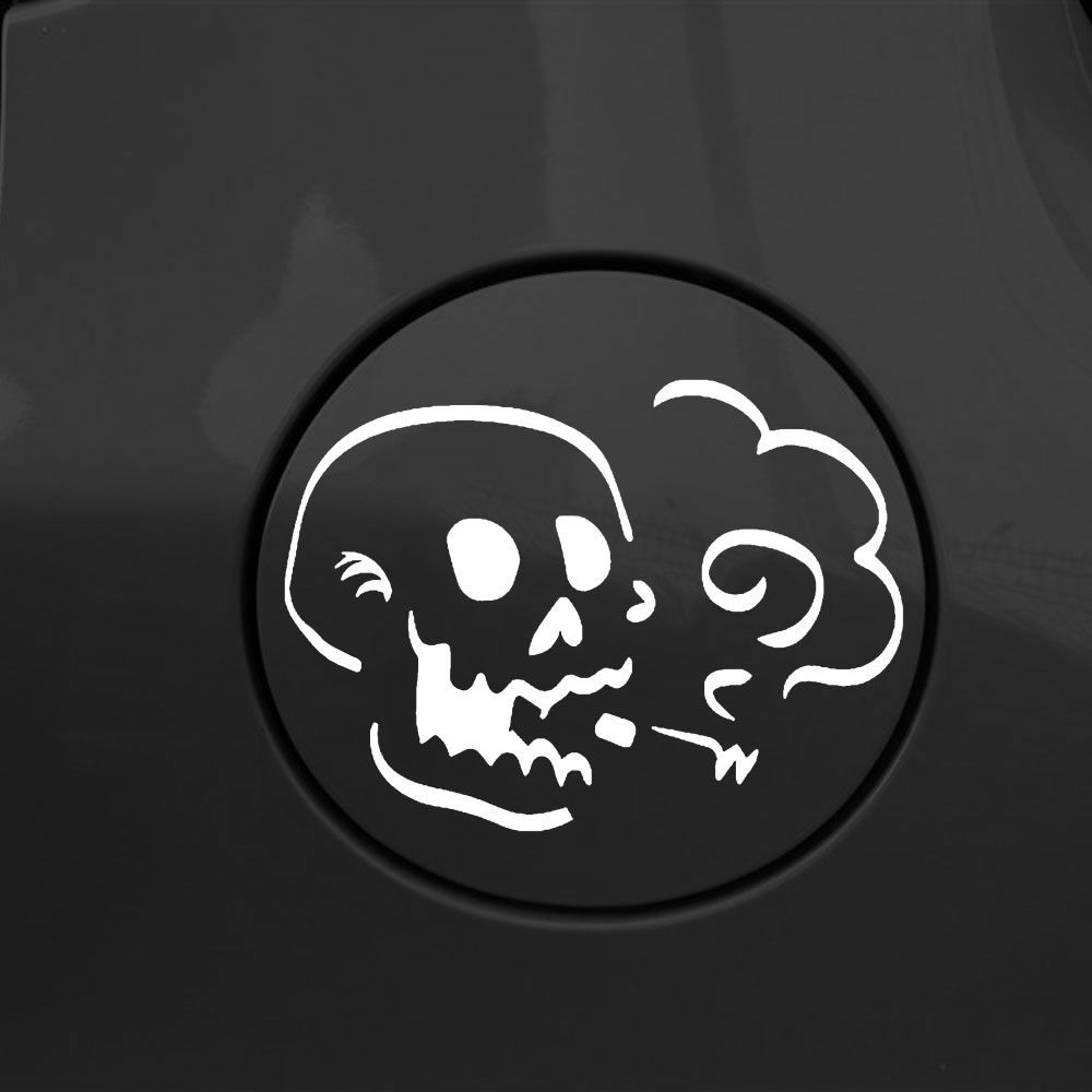車 ステッカー 13cm 煙草 たばこ ドクロ 骸骨 煙 給油口 おもしろ