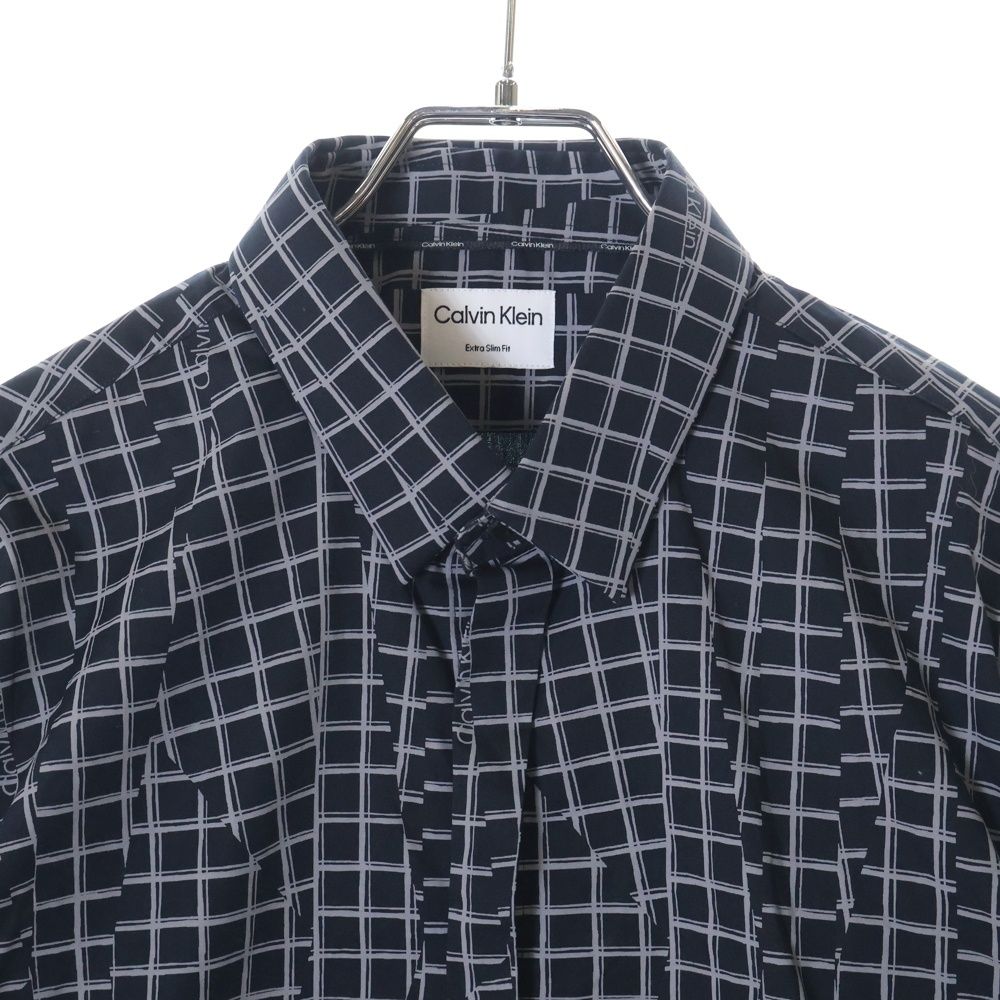 Calvin Klein 長袖シャツ ブラック S 柄入り シンプル 着回し Calvin Klein 長袖シャツ ブラック S 柄入り シンプル 着回し