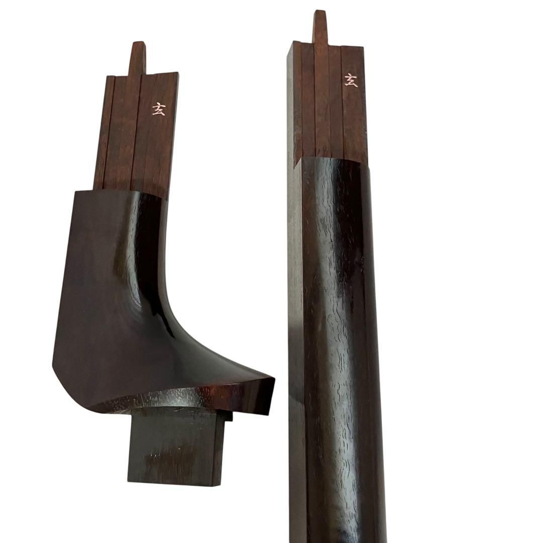 高級】 津軽三味線 太棹 金細 二本溝 子持綾杉 ケース付 和楽器