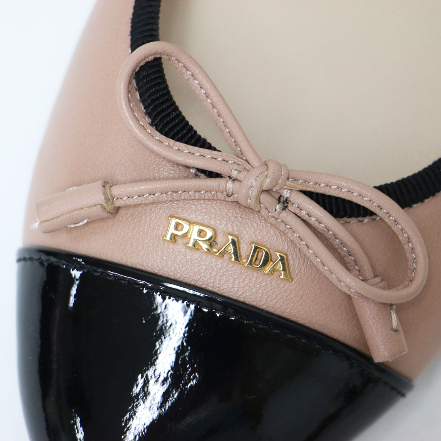 PRADA バレエシューズ ピンク/ブラック 24cm PRADA プラダ パンプス ピンク / ブラック サイズ:38(25.0cm
