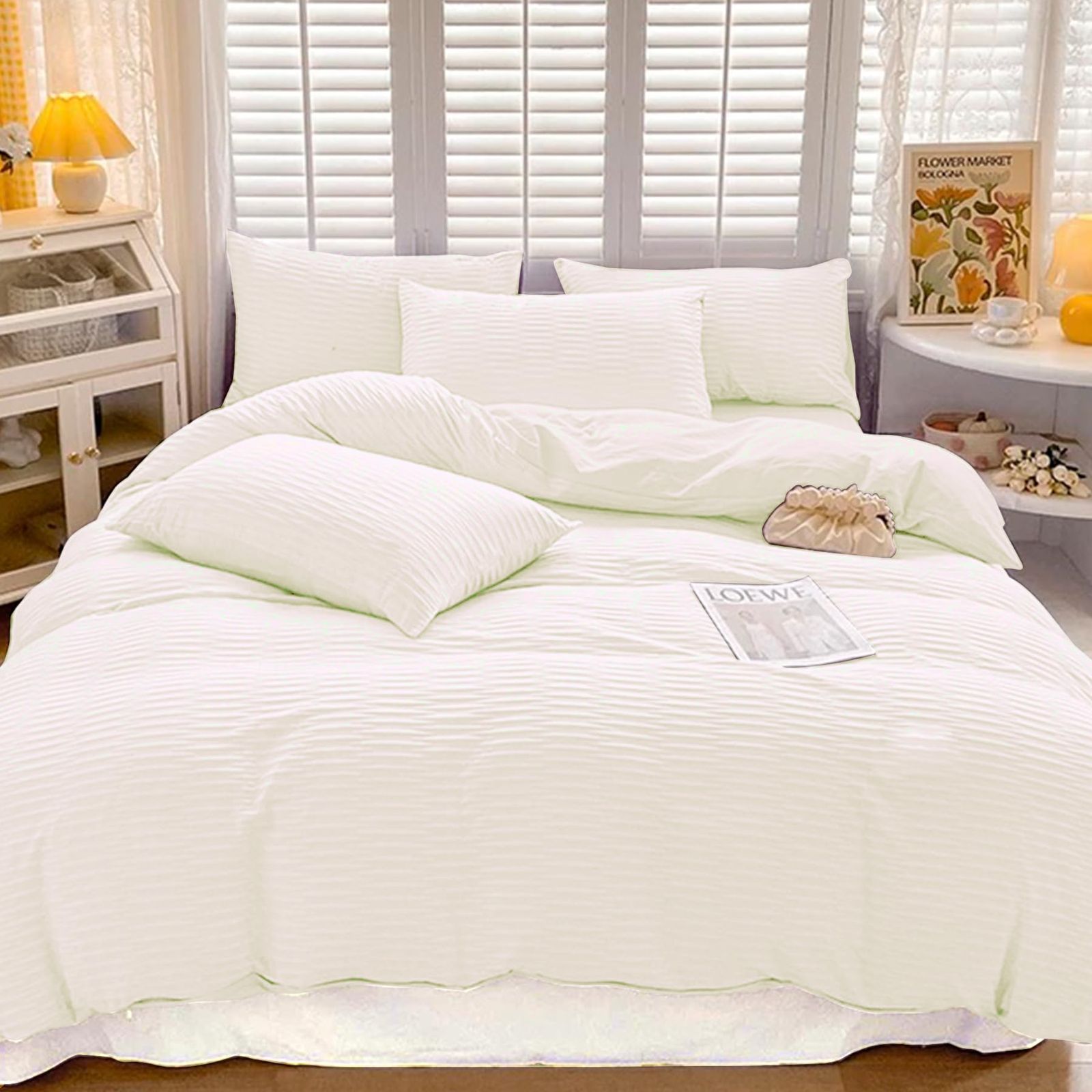 【迅速発送】布団カバー AYO シングル・3点セットシアサッカー生地 フリル付き 掛け布団カバー ベッドカバー 枕カバー ボックスシーツ 寝具カバーセット ピーチスキン加工 洋式和式兼用 洗