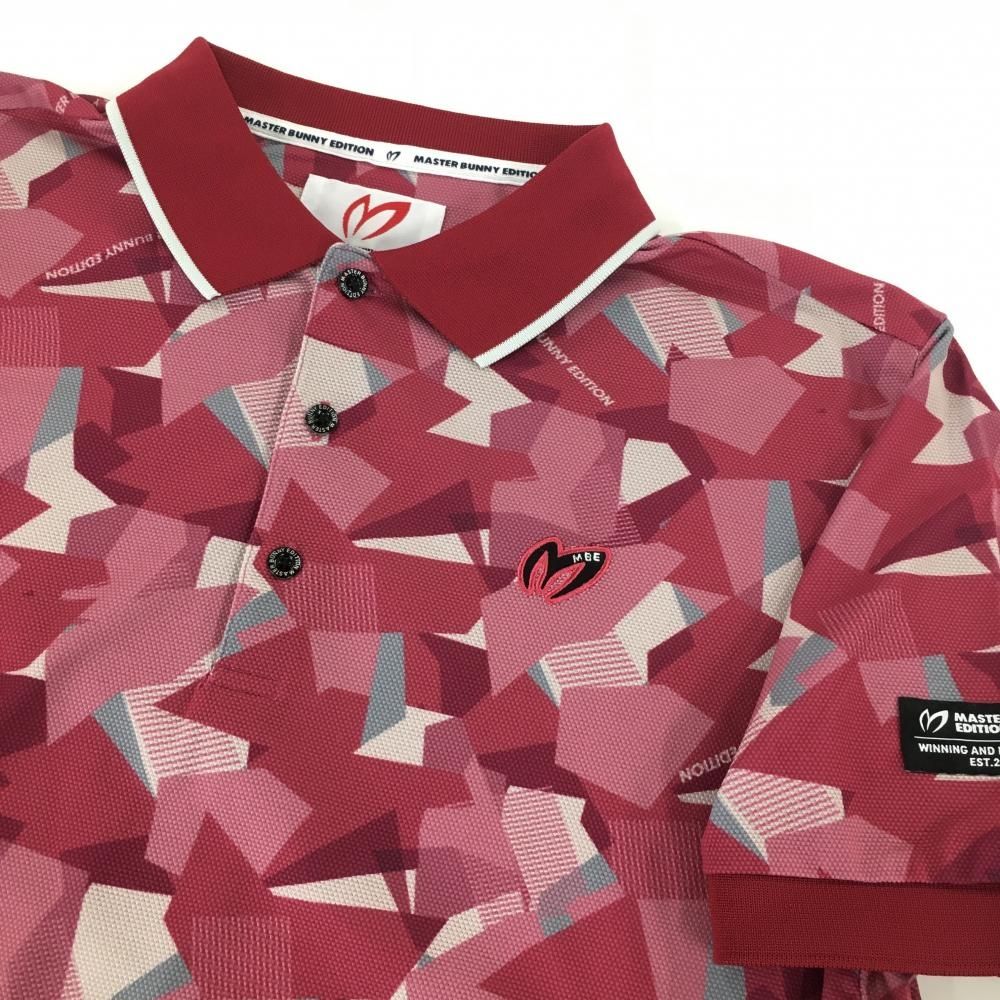 超美品】マスターバニー 半袖ポロシャツ ボルドー×白 総柄