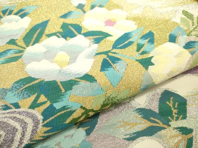 平和屋着物○爪掻き本綴れ 八寸名古屋帯 草花竹文 薄