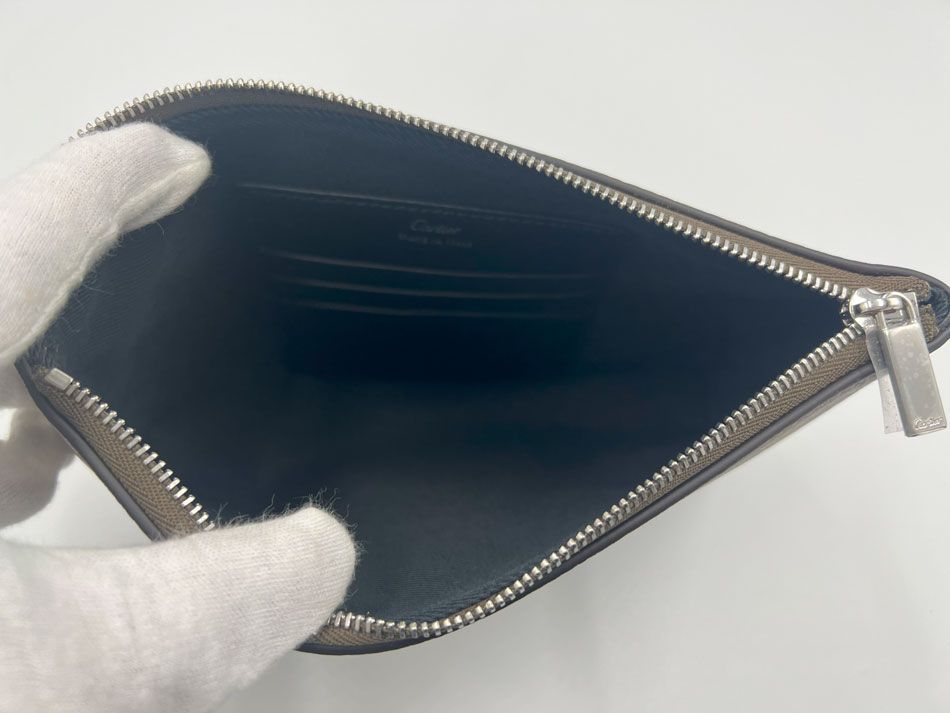 Cartier カルティエ マスト ドゥ ポーチ SM グレー カーフスキン  
