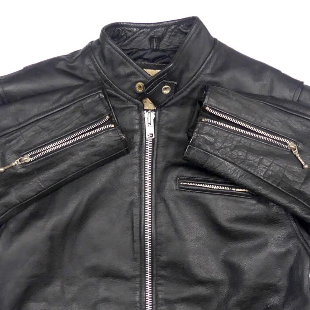 ライダースジャケット 本革 シングル メンズ レザージャケット M 黒
