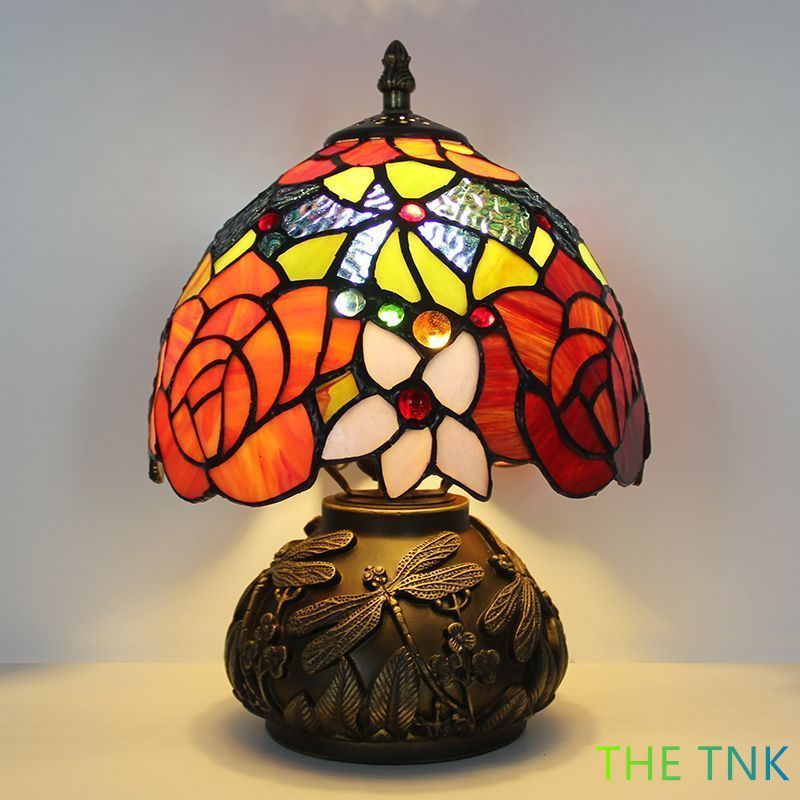 3ティファニースタイルテーブルランプ電気スタンドガラスランプ