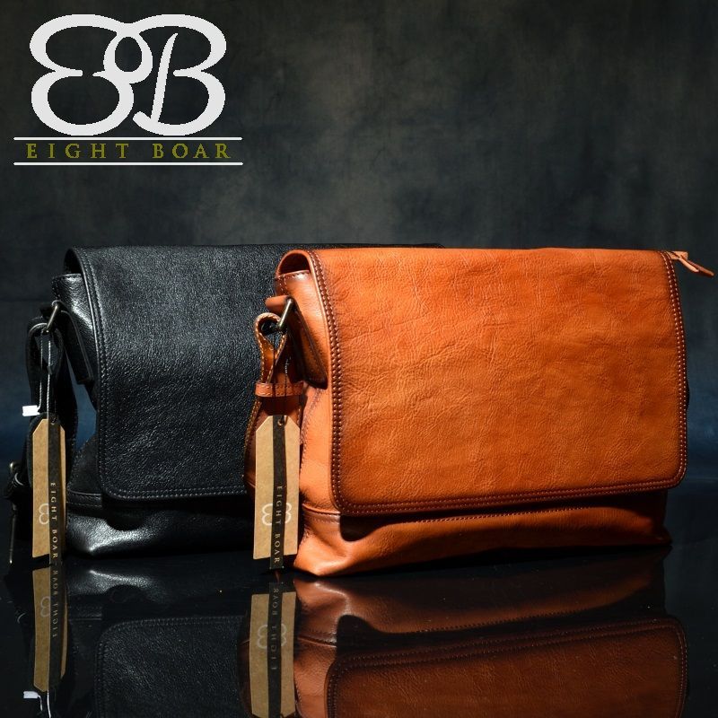 ◇INDRA 厚手牛本革 長方形中型フリップ式ショルダーバッグ ブラック  