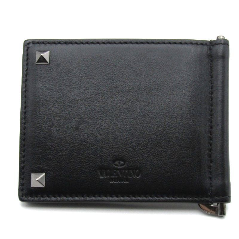 VALENTINO GARAVANI ヴァレンティノガラヴァーニ マネークリップ ロックスタッズ スパイク 二つ折り 札入れ ブラック 黒 24005548