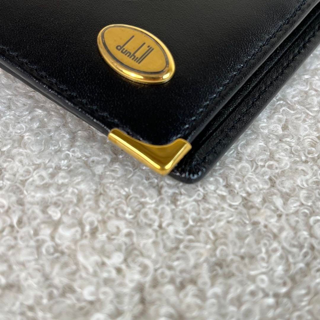美品 dunhill 二つ折り財布 レザー ゴールド金具 箱・保存袋付き