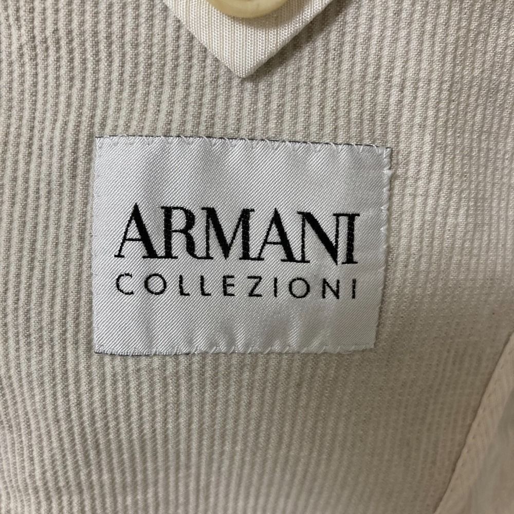 極美品 アルマーニコレツォーニ テーラードジャケット チェック リネン 50 美品 ARMANI COLLEZIONI アルマーニコレツィオーニ ストライプ柄