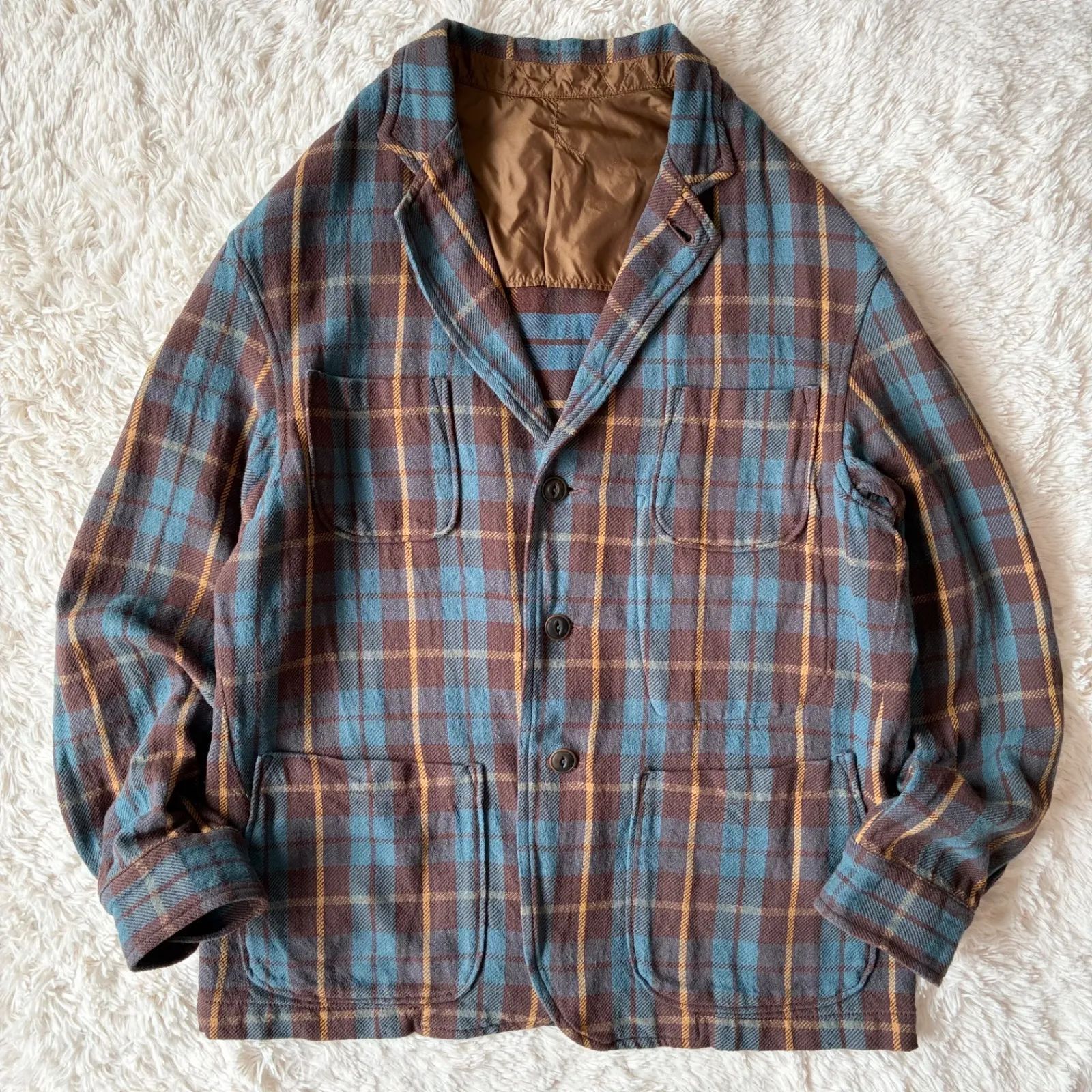 22AW 美品 45R インドざっ栗ネルの908シャツジャケット 1 現行タグ 45R フォーティーファイブアール 美品 インドざっ栗ネルの908シャツ