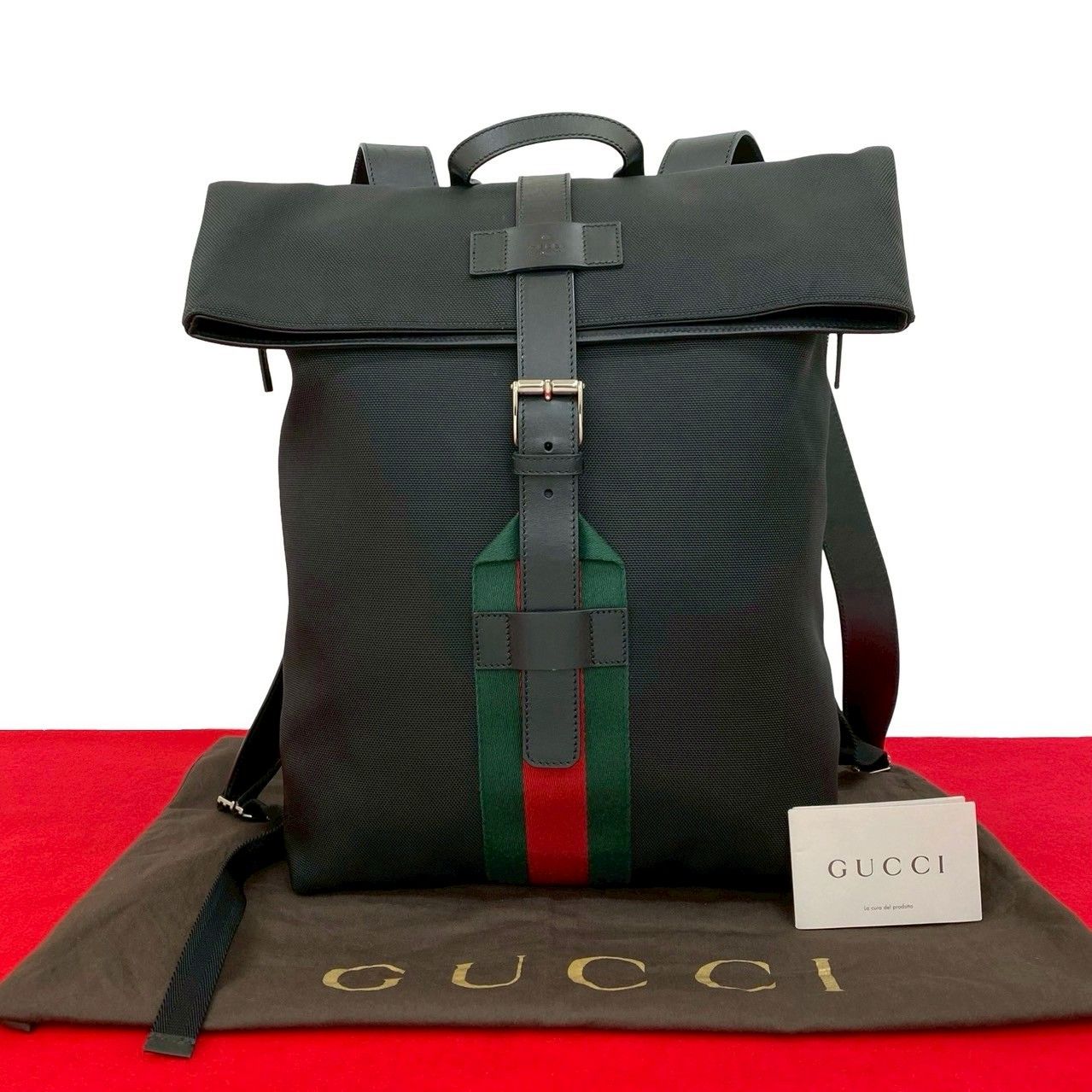 極 美品 袋付き GUCCI グッチ シェリーライン テクノ キャンバス 