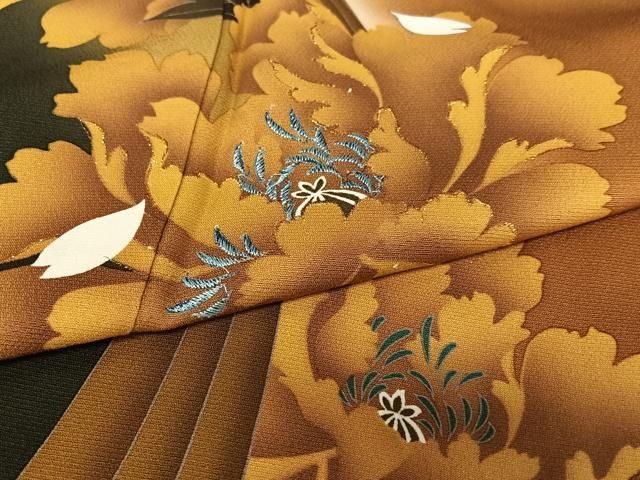 平和屋着物○豪華振袖 刺繍 舞花文 暈し染め 金糸 正絹 逸品  