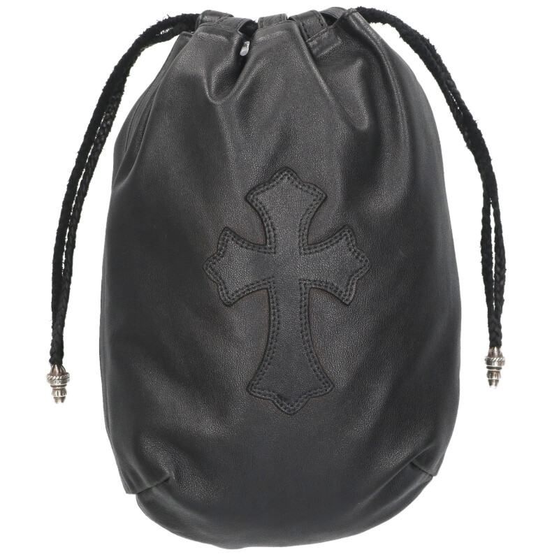 クロムハーツ DRW STRNG SACK CRS PATCH CHクロスレザーパッチ巾着ハンドバッグ メンズ