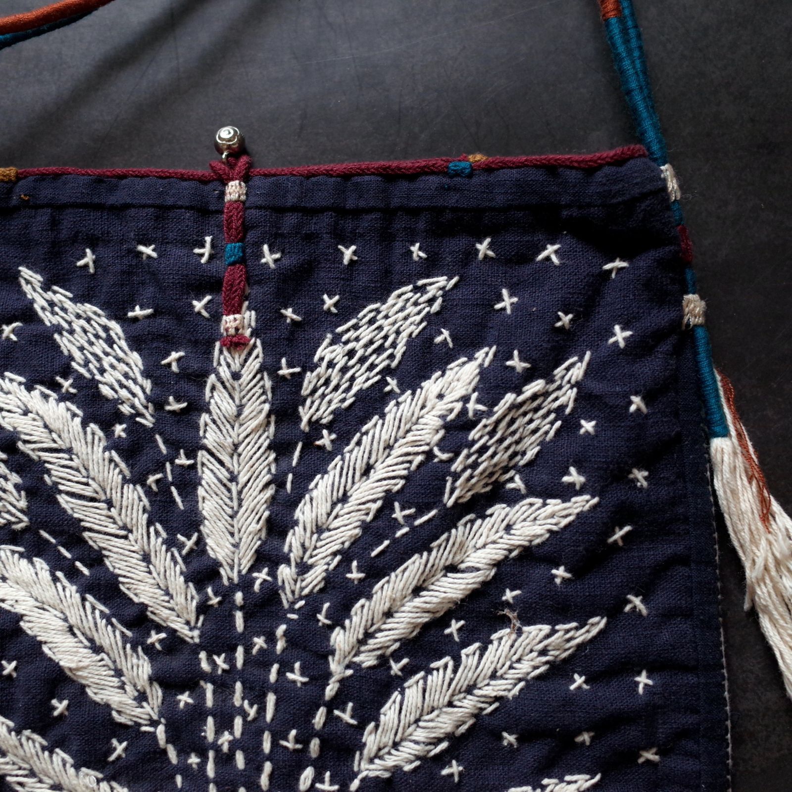 ヤオ族 刺し子刺繍ショルダーバッグ #6 藍染 チェンマイ タイ