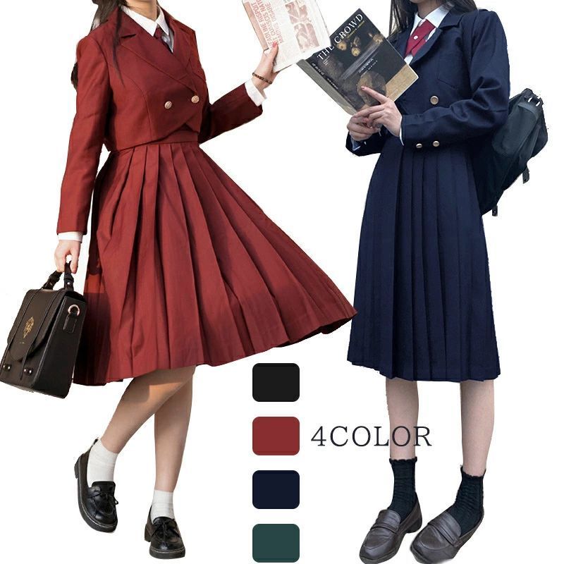 卒業式 スーツ 女の子 韓国 制服 小学生 4点セット ワンピース ジャケット シャツ リボンタイ 子供服 卒服 中高生 大きいサイズ フォーマ