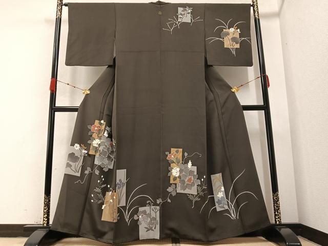 平和屋着物●訪問着　刺繍　ろうけつ染　枝花文　正絹　逸品　AABB2933ph 平和屋着物○訪問着 刺繍 ろうけつ染 枝花文 正絹 逸品 AABB2933ph