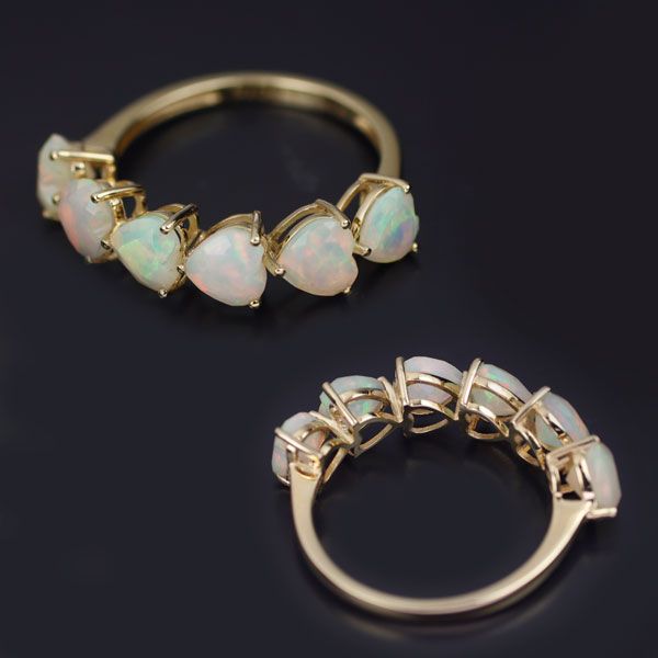 K18YG ハートシェイプ オパール リング 1.75ct 一文字 - メルカリ 