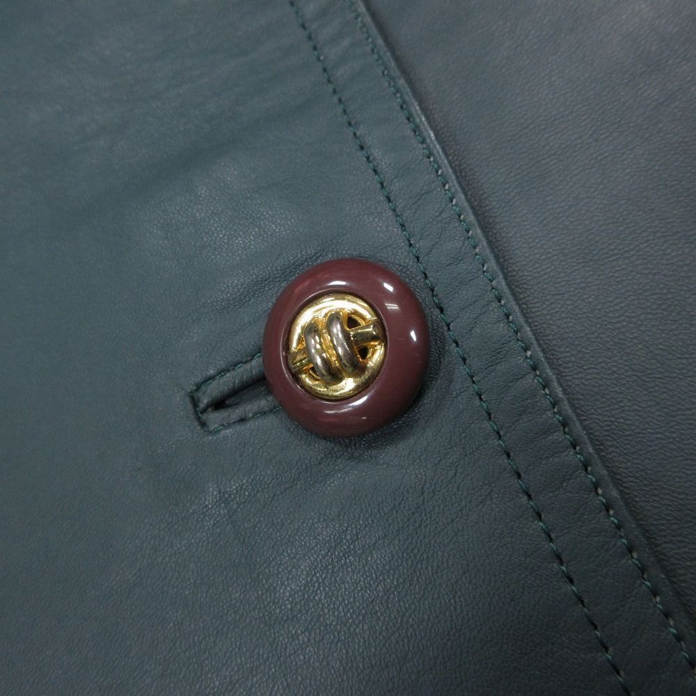 【美品】PIERRE BALMAIN ラムレザー 羊革 コート ダークグリーン 美品】PIERRE BALMAIN ラムレザー 羊革 コート ダークグリーン