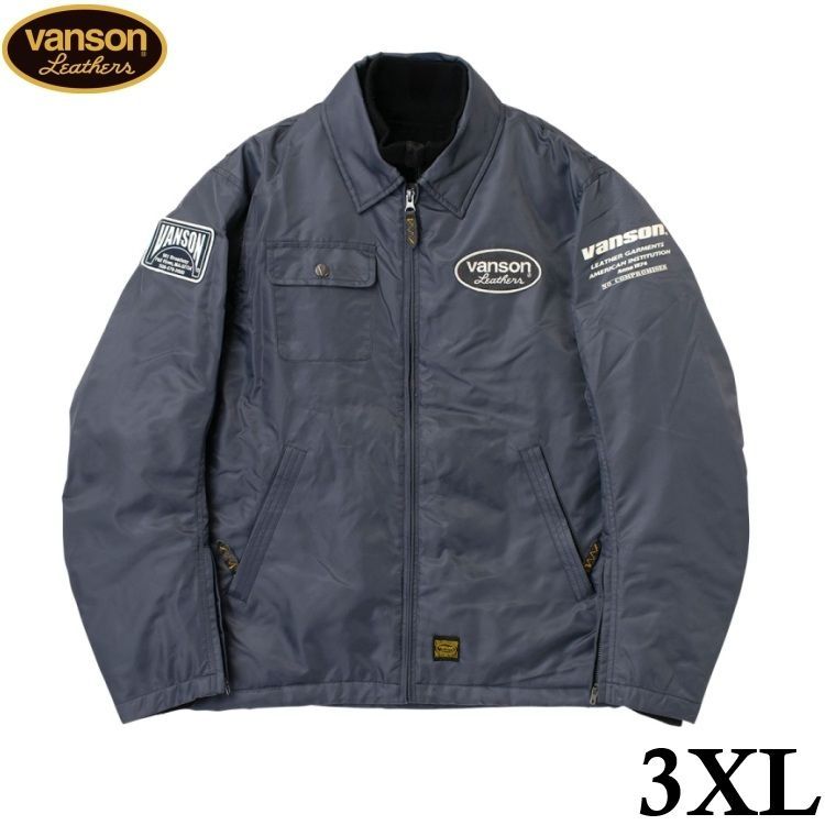 VANSON バンソン TVS2509W コーチジャケット グレー 3XLサイズ　着脱式ネックウォーマー装備　肩/肘/脊髄/胸部プロテクター装備