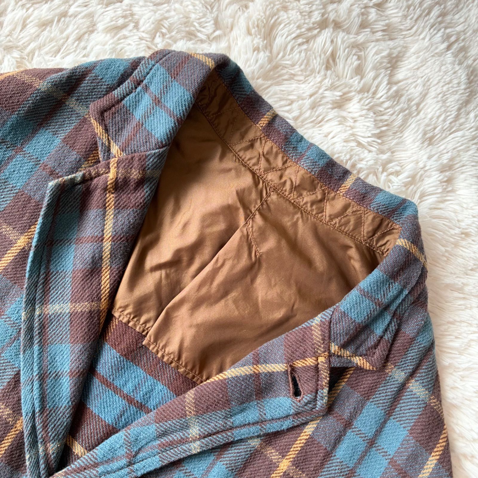 22AW 美品 45R インドざっ栗ネルの908シャツジャケット 1 現行タグ 45R フォーティーファイブアール 美品 インドざっ栗ネルの908シャツ