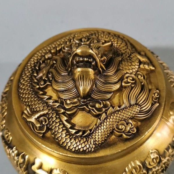 銅 細工 茶道具 浮彫り竜行天下茶筒 蓋置　置物 銅 細工 茶道具 浮彫り竜行天下茶筒 蓋置 置物 銅 細工 茶道具 浮