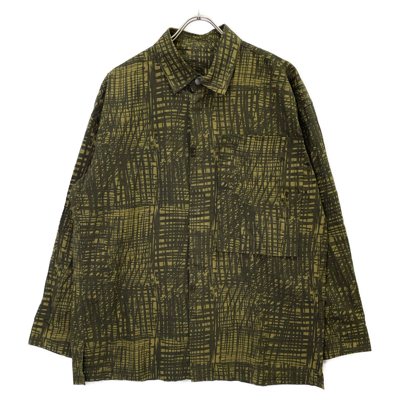 HaaT ISSEY MIYAKE 刺繍 ステッチ シャツ グリーン サイズ3 ISSEY MIYAKE MEN Wrinkle Pleated Long Sleeve Shirt Light