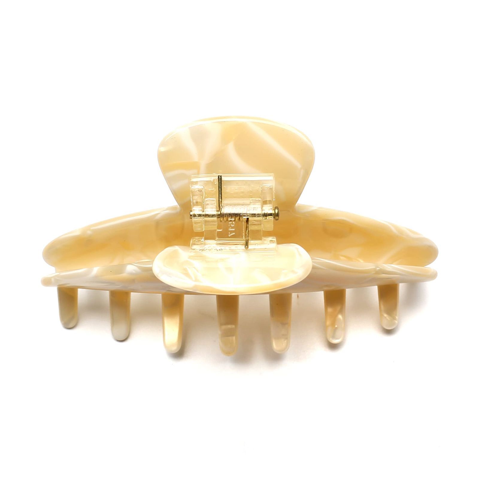  韓国 大人 ヘア しっかりとまる レディース バンスクリップ クリップ 髪留め ベージュ 1本 8 5 cm 4 cmCream ヘアクリップ 中くらい QinGoo クリップ クリップ 輪ゴム