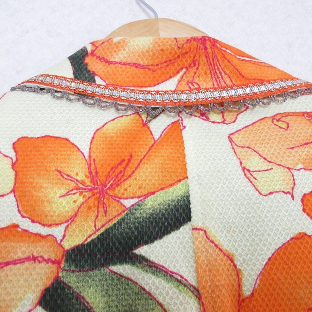 伊太利屋 イタリヤ　セットアップ　刺繍　シースルー　コーラルオレンジ　アニマル 美品 伊太利屋 イタリヤ フラワープリント ストレッチ シングル