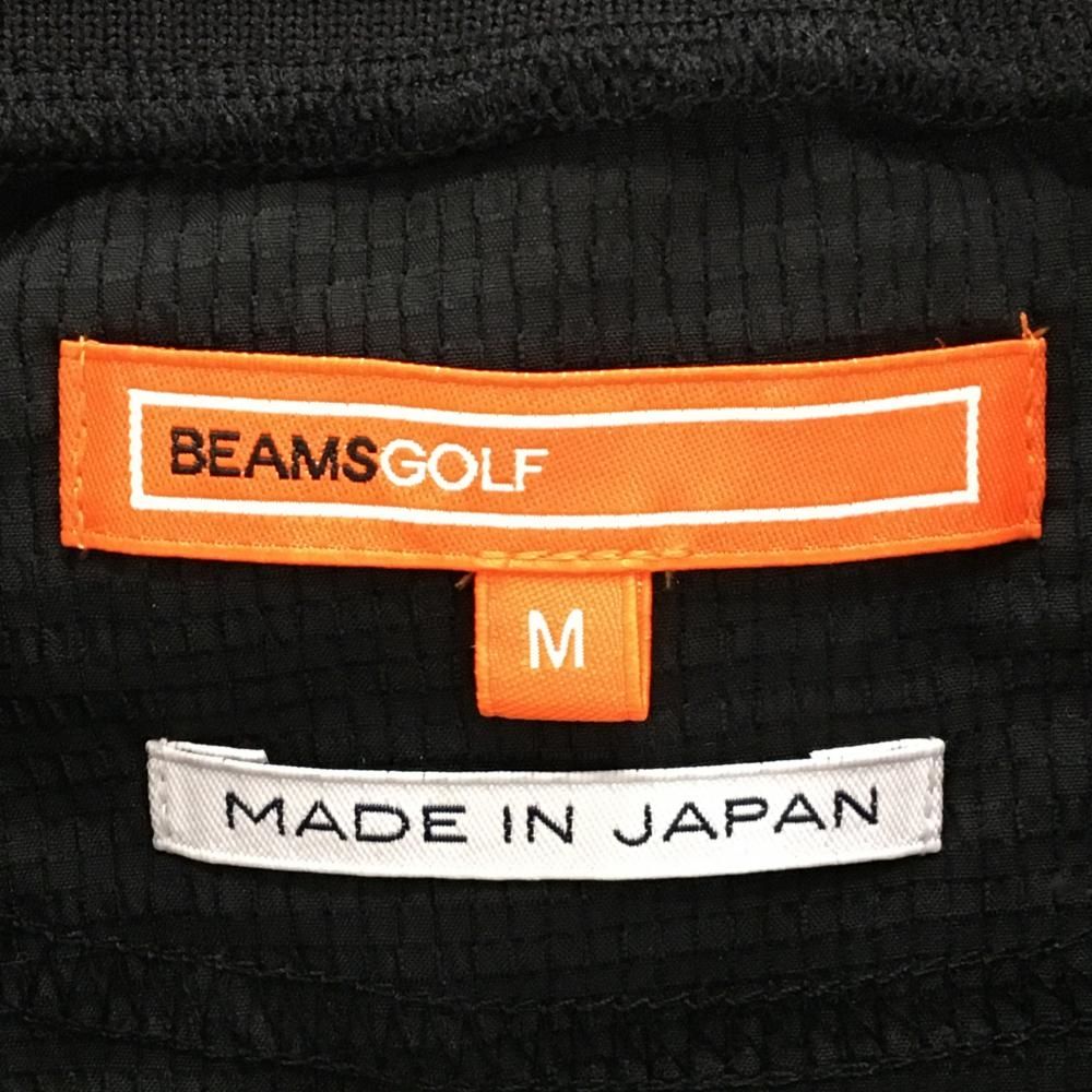 超美品】ビームスゴルフ 半袖ハイネックシャツ 黒 サッカー生地調 ロゴ