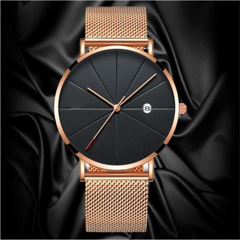 【バーゲンセール】腕時計 アナログ クォーツ ウォッチ ビジネス シンプル 紳士 メンズ 高級腕時計 風格 ファッション ステンレス カレンダー メッシュストラップ Bsn-K-B【ブラウン】