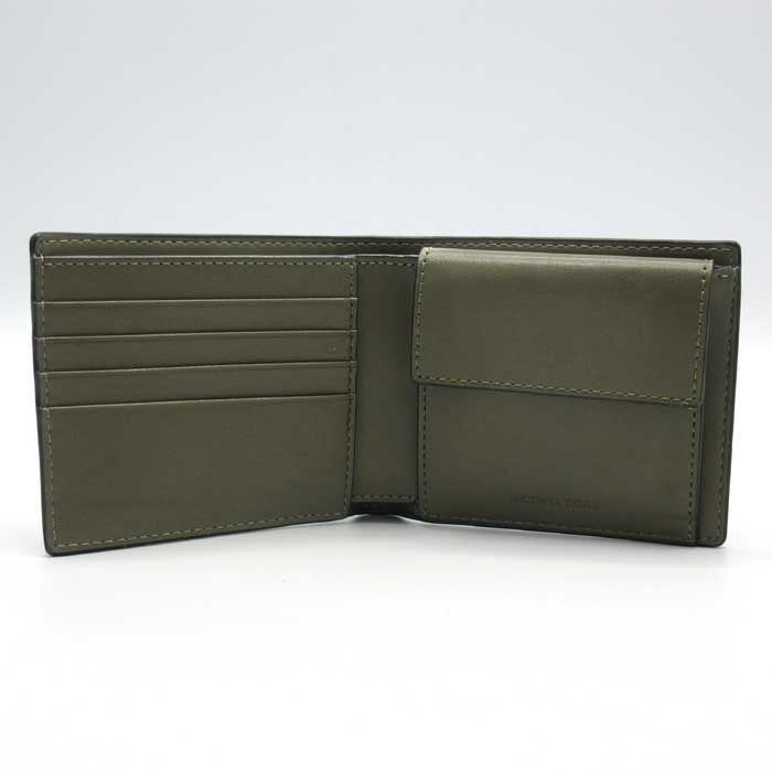 【信頼店舗】 マイケルコース 二つ折り財布 小銭入れあり MICHAEL KORS COOPER MKシグネチャー 36F5LCOF3U OLIVE アウトレット メンズ 【海外限定】