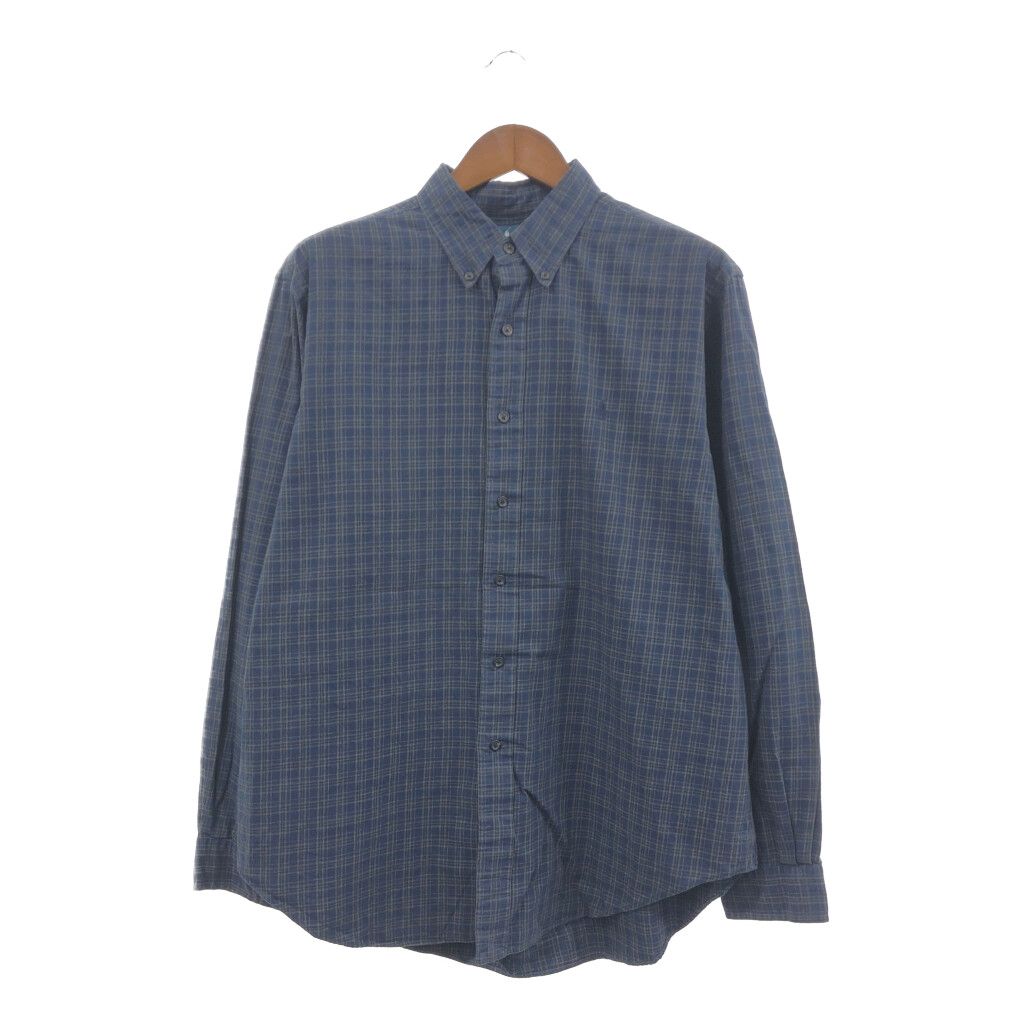 RALPH LAUREN ラルフローレン CLASSIC FIT ボタンダウン 長袖シャツ ワンポイントロゴ チェック ブルー (メンズ XL) 中古 古着 Q1007