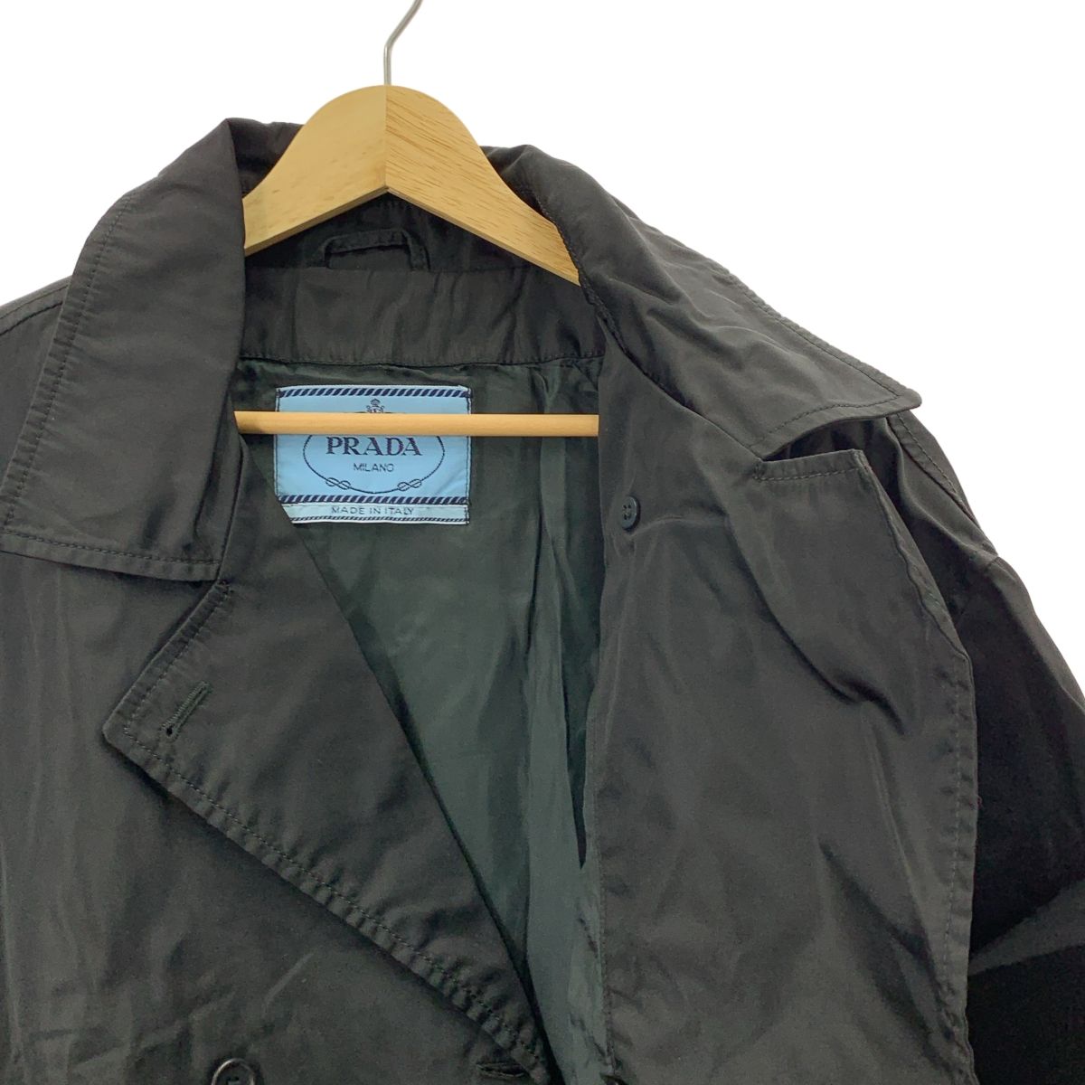 PRADA / プラダ | ナイロン ダブルブレストコート | ブラック