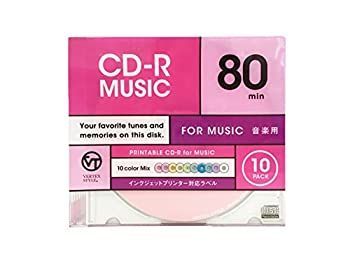 -非常に良い VERTEX ヴァーテックス CD-R 音楽用 1回記録用 10CDRA.CMIX.80VXCA 80分 10色 MIXディスク