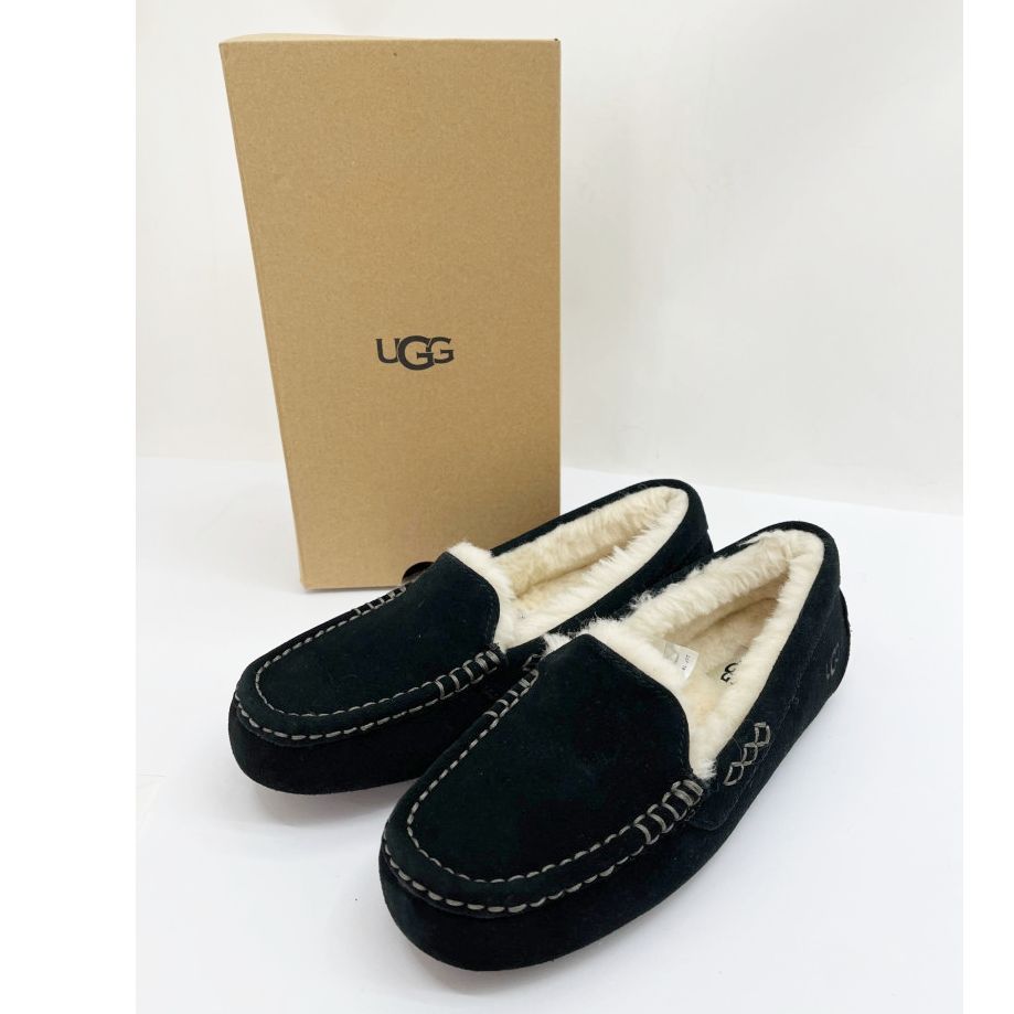 未使用級【UGG】アグ（25）アンスレー モカシン スリッポン　スエード 黒 UGG Australia モカシン ugg アグ アンスレー ANSLEY スリッポン