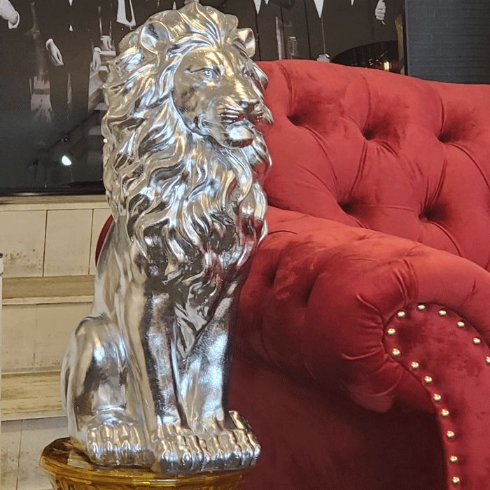 当店人気商品】 オブジェ 置物 雑貨 ライオン シルバー SNS映え 存在感