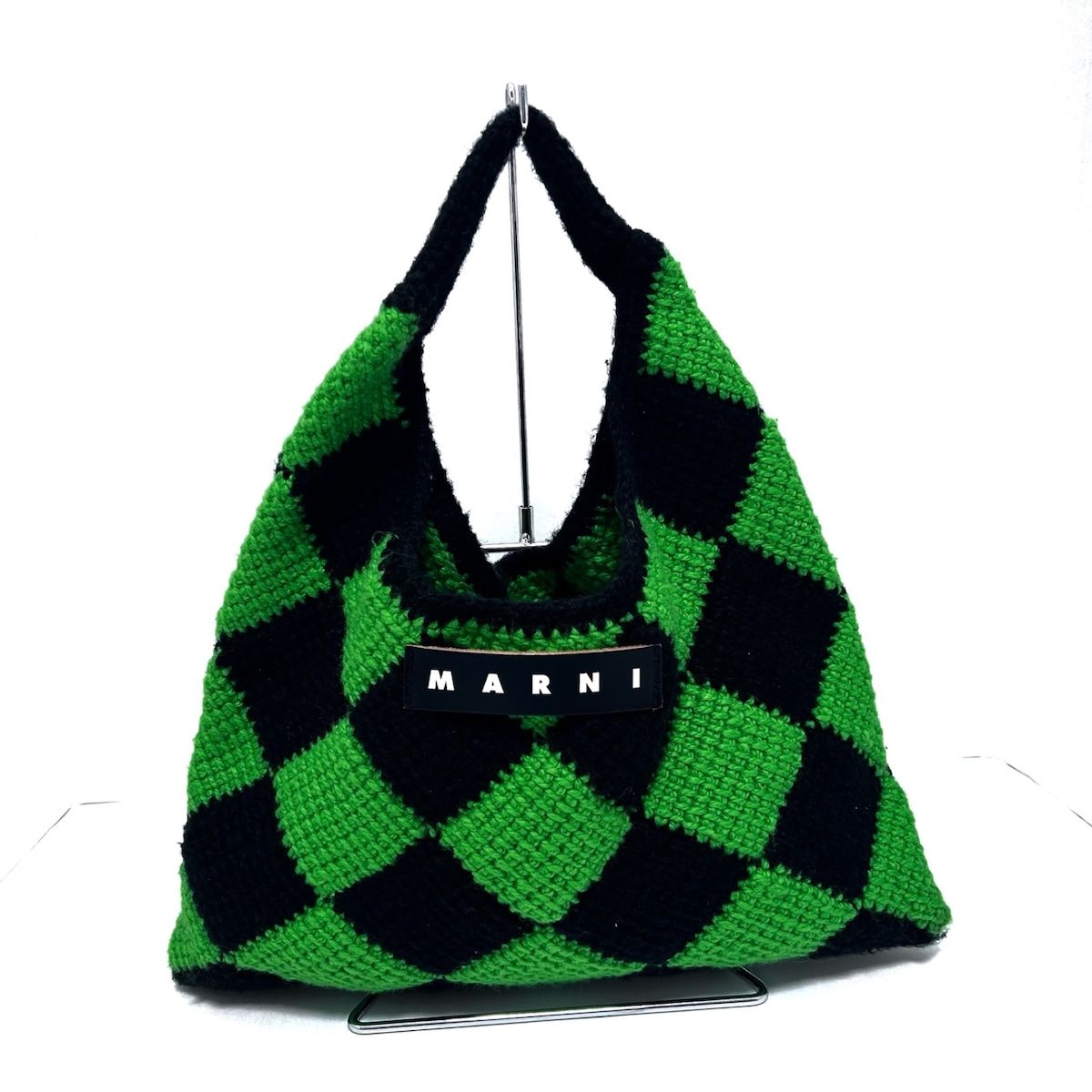 MARNI(マルニ) ショルダーバッグ ダイヤモンド ミディアム バッグ グリーン×黒 マルニマーケット テックウール×レザー - メルカリ