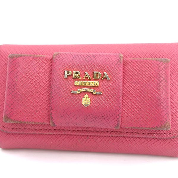 ほぼ未使用品　箱付き　PRADA プラダ　6連キーケース　ナイロン　ピンク PRADA / プラダ □6連キーケース レザーナイロン ピンク 【KEY