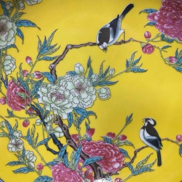 景徳鎮 黄地花鳥盤 黒竜万花盤 紅竜万花盤 陶磁器 現代工芸品